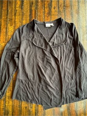 Chico's Black Draped Open-Front Cardigan